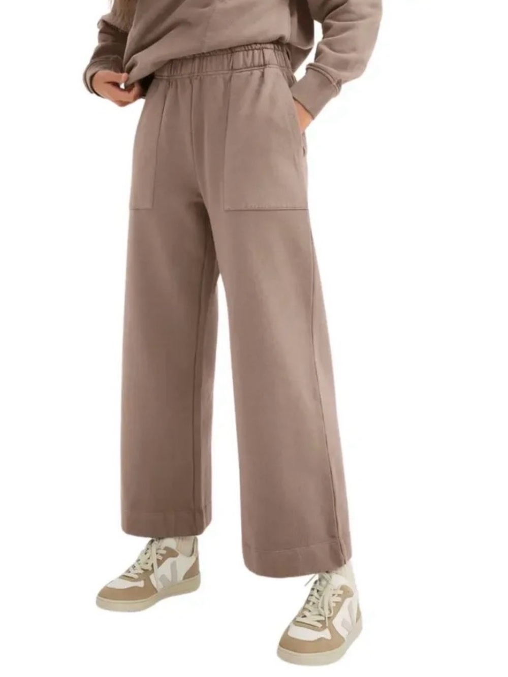 MATE the Label Organic Cotton Fleece Wide Leg Sweatpants Contrast Pocket M
